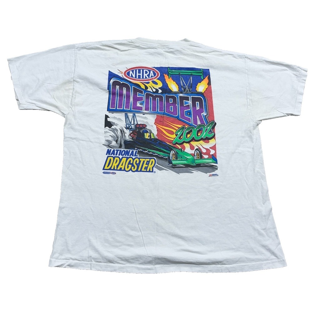 Vintage NHRA Shirt Men XXL 2XL‎ White Drag Racing Tee Y2K Grunge Stained Worn *